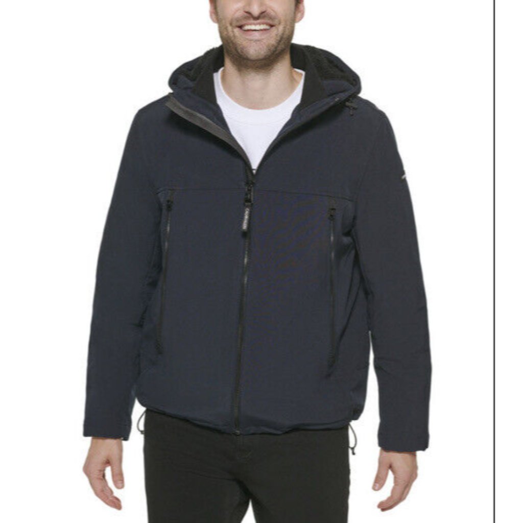 Nwt Calvin Klein Faux Sherpa Lined Infinte Stretch Soft Shell Jacket - Small